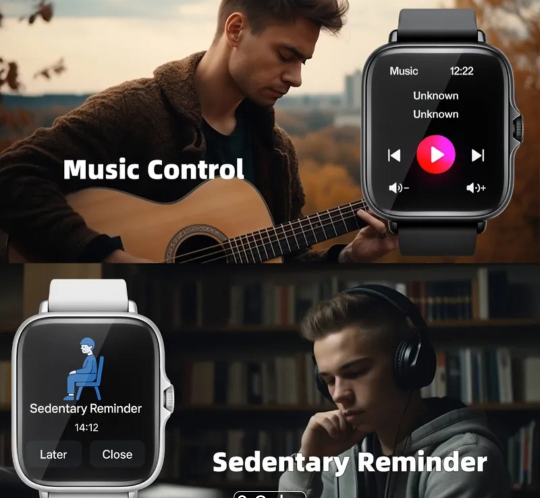 Smart watch with full touch screen, health monitoring, receive message notifications, and answer calls from wrist - Iphone & Android compatible