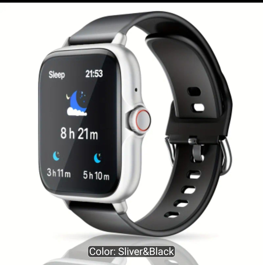Smart watch with full touch screen, health monitoring, receive message notifications, and answer calls from wrist - Iphone & Android compatible