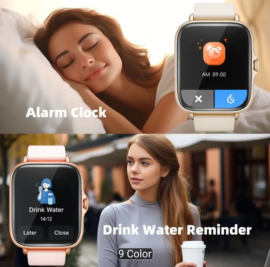 Smart watch with full touch screen, health monitoring, receive message notifications, and answer calls from wrist - Iphone & Android compatible